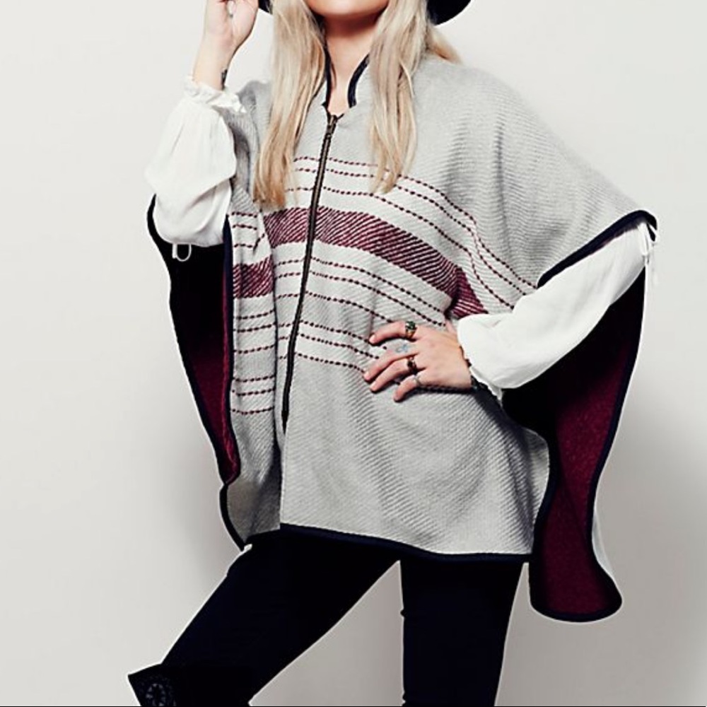 OS Free People Poncho (Swept Away Zip Ruana)